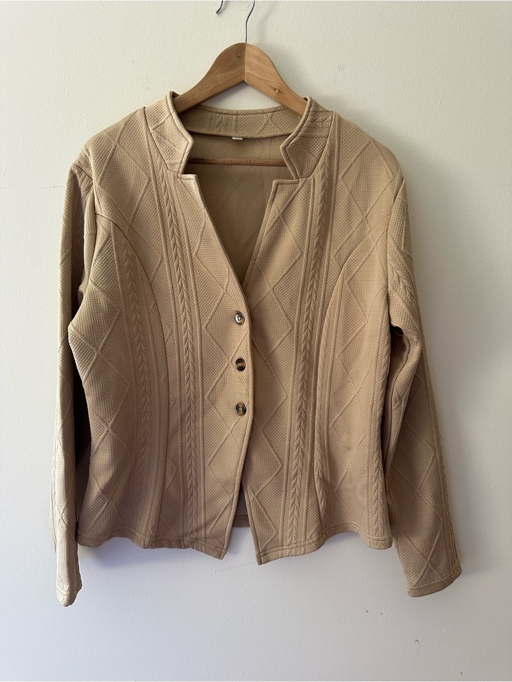 Beige Quilted Button-Front Women's Jacket